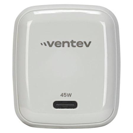 Ventev Ultrafast Gan Mini 45w Wall Charger And 5a Usb C To Usb C Cable, White WC45-CC264928